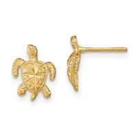 14k Polished Diamond-cut Sea Turtle Post Earrings-TC995