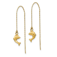 14k Polished Dolphins Threader Earrings-TC997