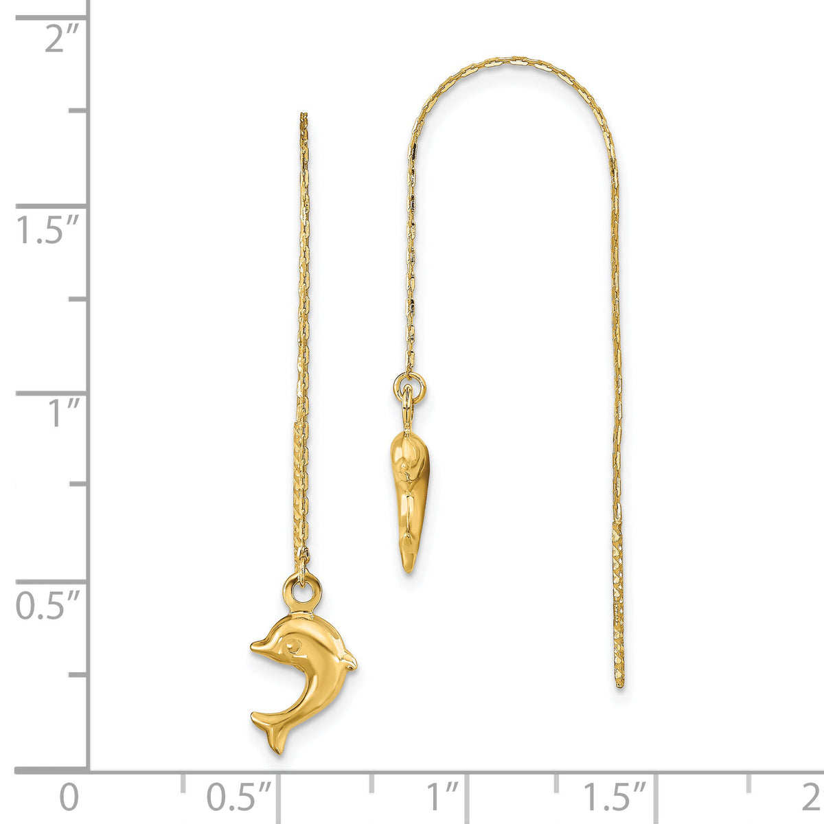 14k Polished Dolphins Threader Earrings-TC997