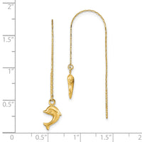 14k Polished Dolphins Threader Earrings-TC997