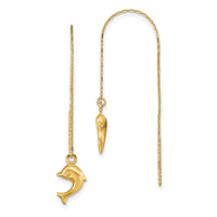 14k Polished Dolphins Threader Earrings-TC997