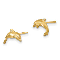 14k Satin Diamond-cut Dolphin Post Earrings-TC998