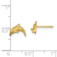 14k Satin Diamond-cut Dolphin Post Earrings-TC998