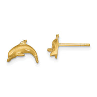 14k Satin Diamond-cut Dolphin Post Earrings-TC998