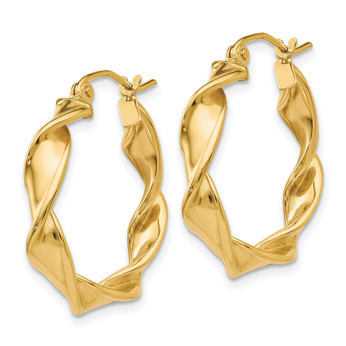 14k 4.00mm Twisted Hoop Earrings-TE216