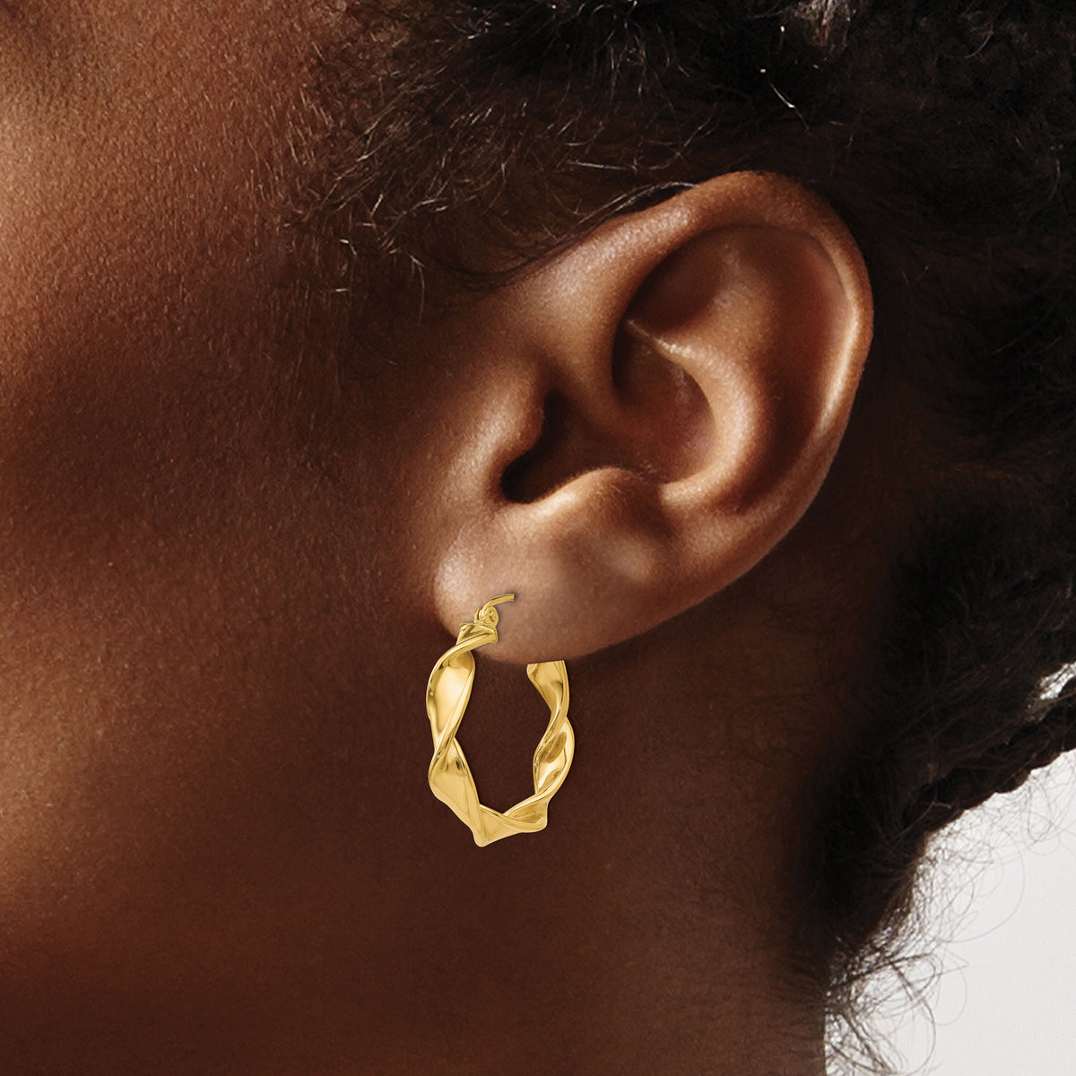 14k 4.00mm Twisted Hoop Earrings-TE216