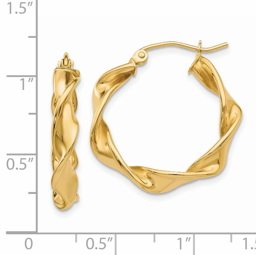 14k 4.00mm Twisted Hoop Earrings-TE216