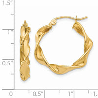 14k 4.00mm Twisted Hoop Earrings-TE216