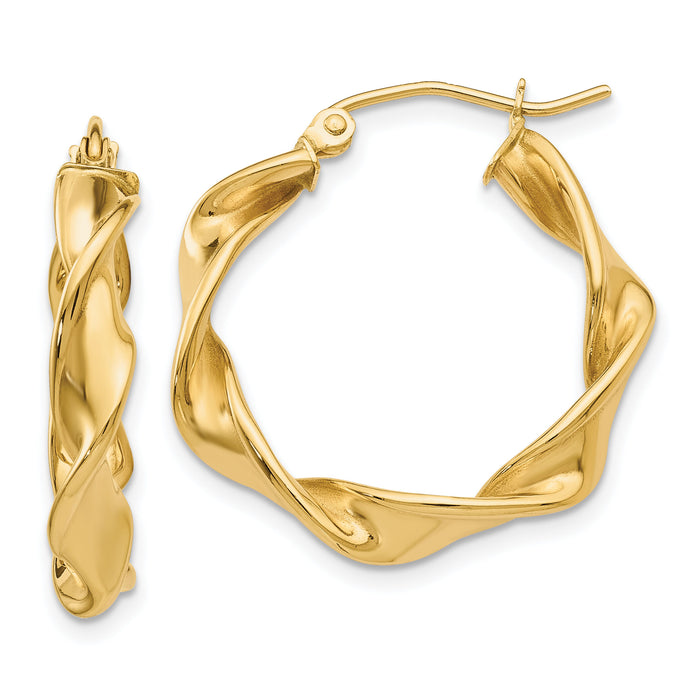 14k 4.00mm Twisted Hoop Earrings-TE216