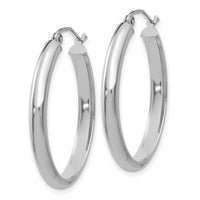 14k White Gold Polished 3.5mm Oval Hoop Earrings-TE268