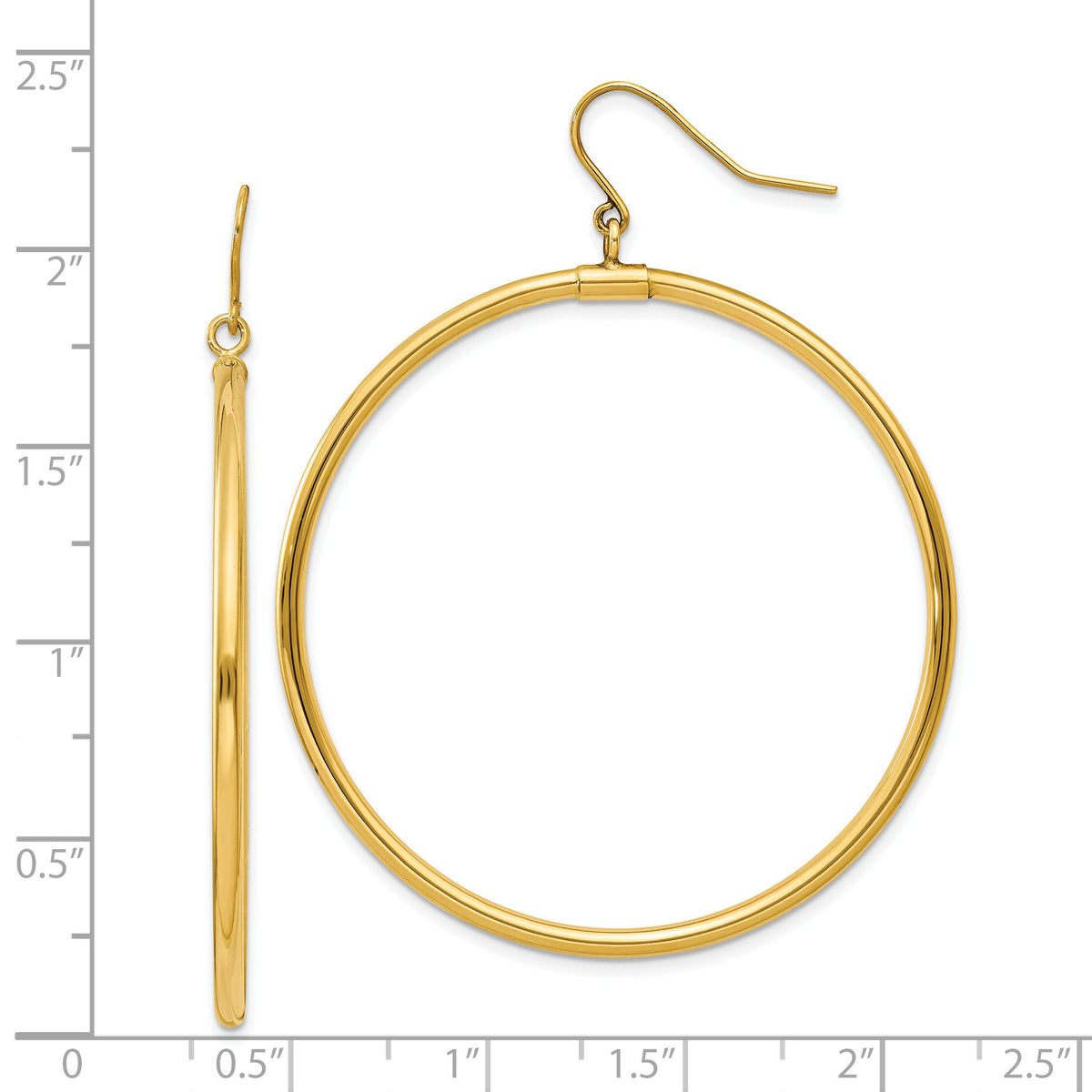 14k Tube Hoop Dangle Earrings-TE509