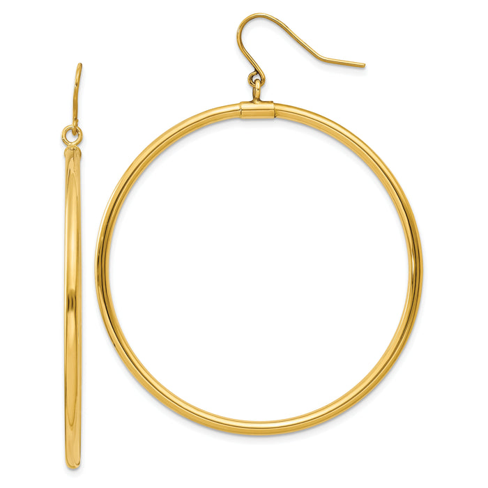 14k Tube Hoop Dangle Earrings-TE509