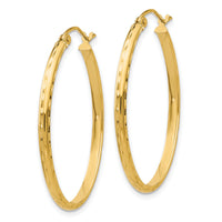 14k Lightweight Diamond-cut Oval Hoop Earrings-TE514