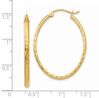 14k Lightweight Diamond-cut Oval Hoop Earrings-TE514