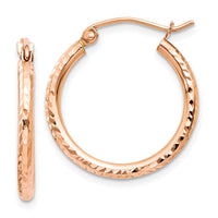 14k Rose Gold Diamond-cut Polished Hoop Earrings-TE520
