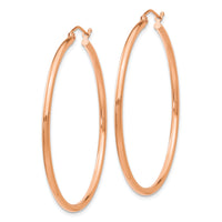 14k Rose Gold Polished 2mm Lightweight Tube Hoop Earrings-TE525