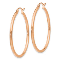 14k Rose Gold Polished 2mm Lightweight Tube Hoop Earrings-TE527
