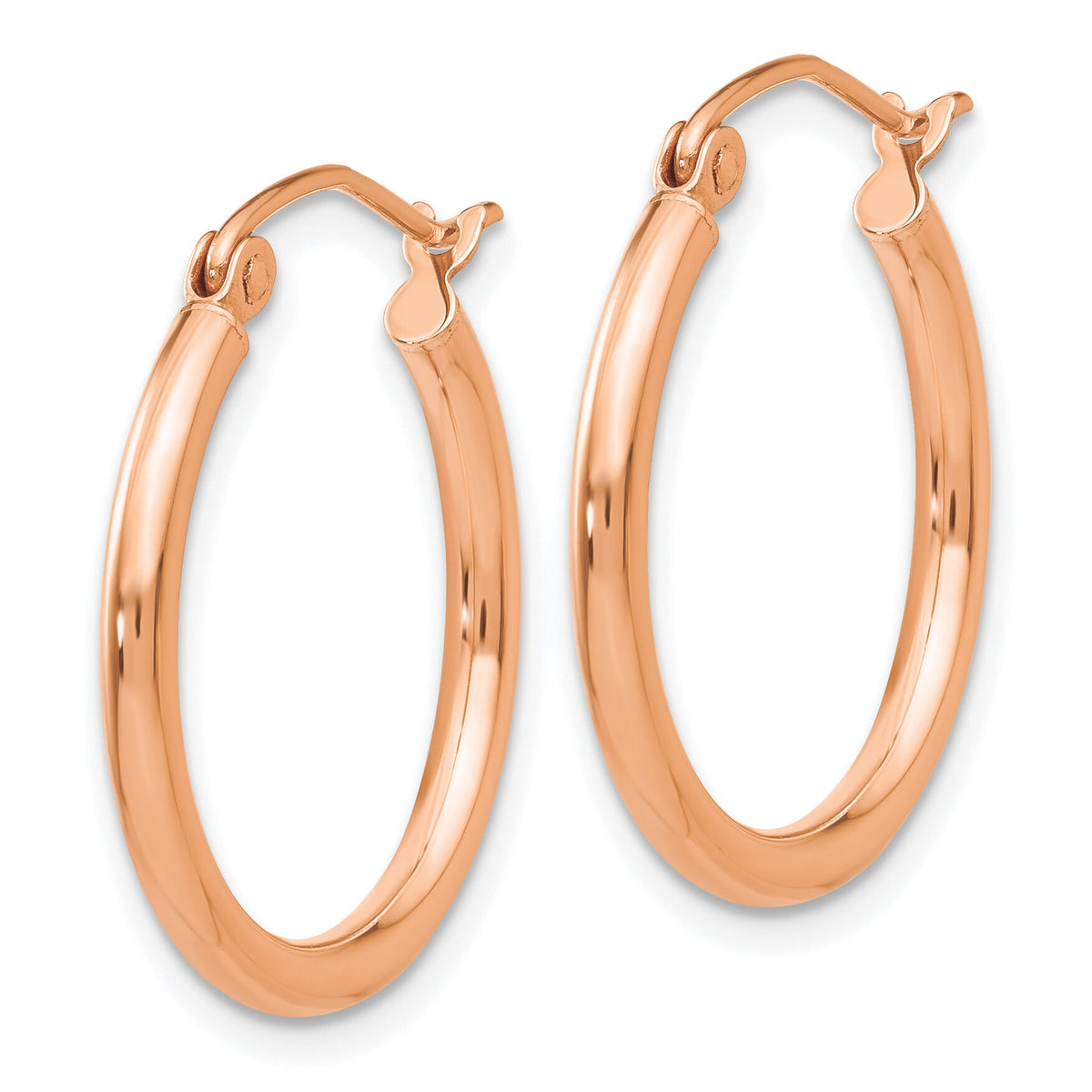 14k Rose Gold Polished 2mm Lightweight Tube Hoop Earrings-TE530