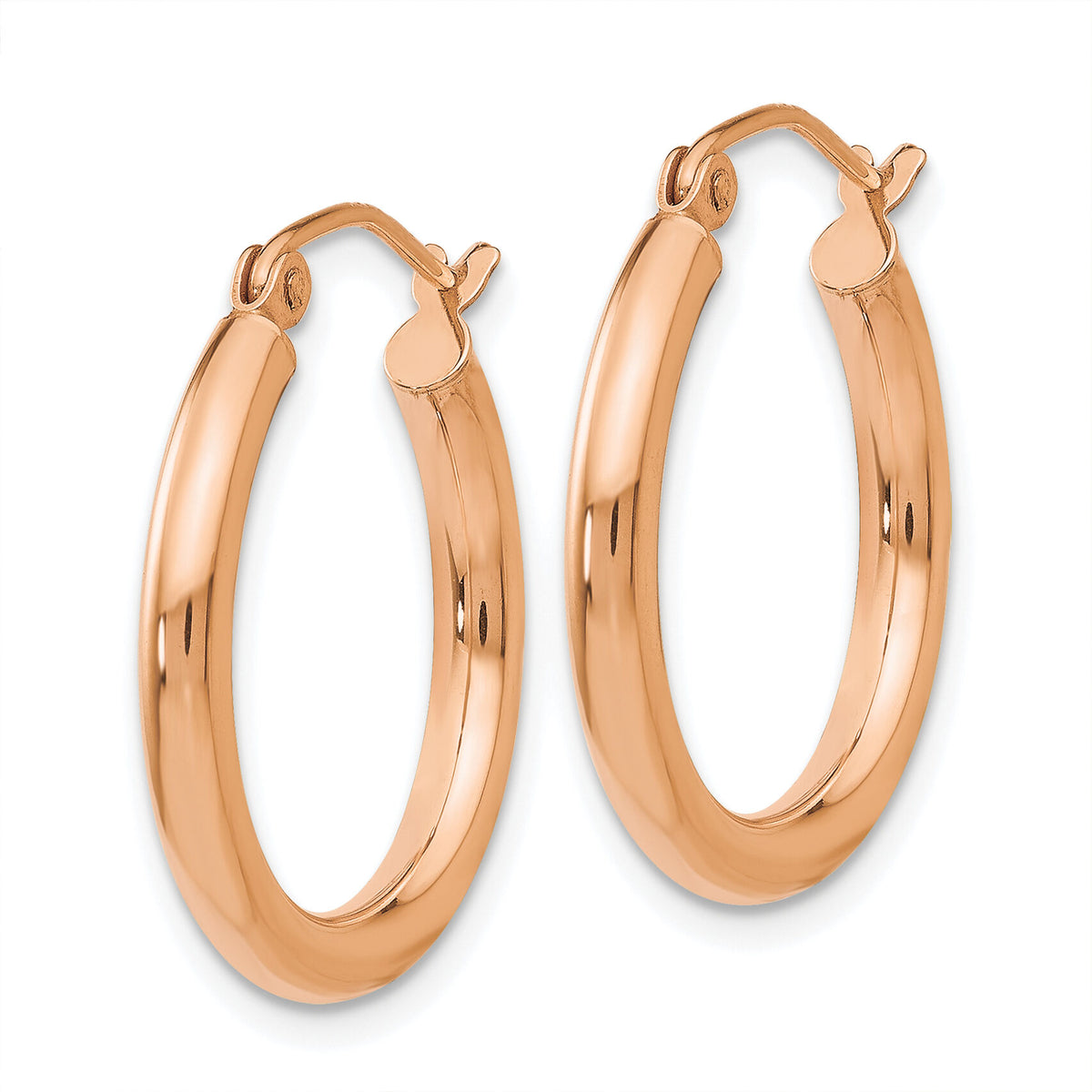14k Rose Gold Polished 2.5mm Lightweight Tube Hoop Earrings-TE531