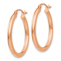 14k Rose Gold Polished 2.5mm Lightweight Tube Hoop Earrings-TE532