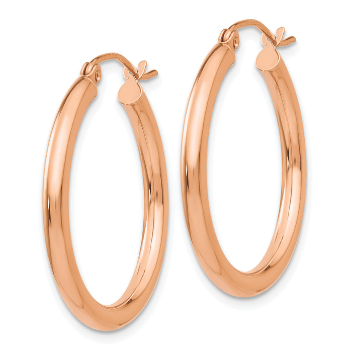 14k Rose Gold Polished 2.5mm Lightweight Tube Hoop Earrings-TE532