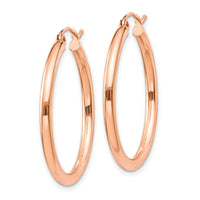 14k Rose Gold Polished 2.5mm Lightweight Tube Hoop Earrings-TE533