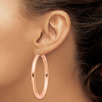 14k Rose Gold Polished 2.5mm Lightweight Tube Hoop Earrings-TE533