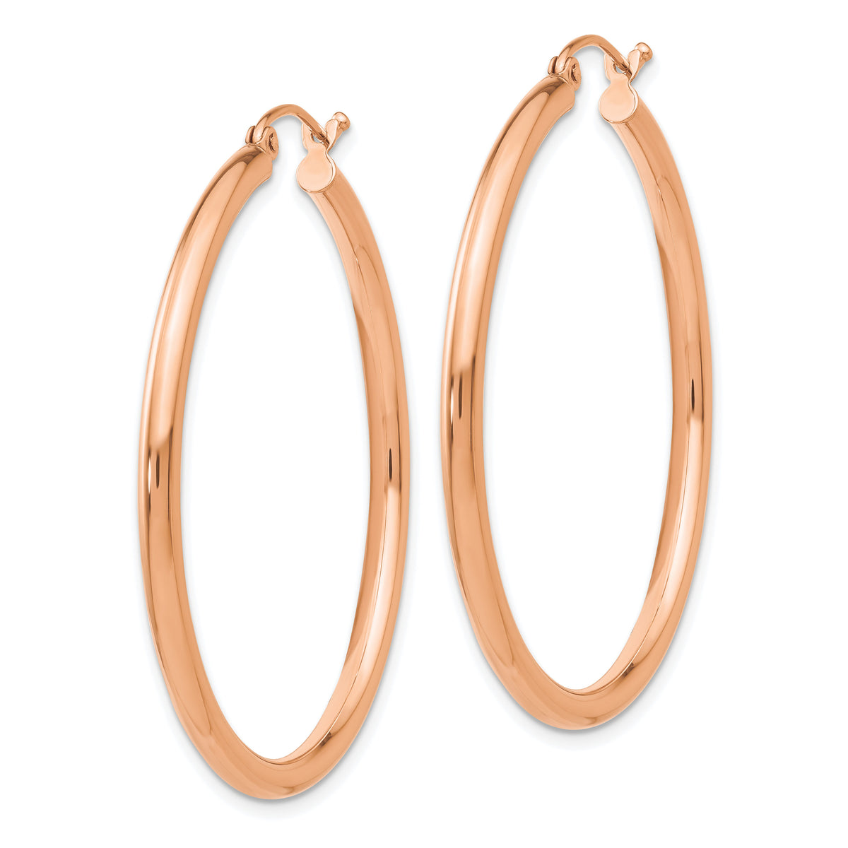 14k Rose Gold Polished 2.5mm Lightweight Tube Hoop Earrings-TE535