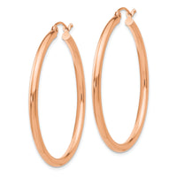 14k Rose Gold Polished 2.5mm Lightweight Tube Hoop Earrings-TE535