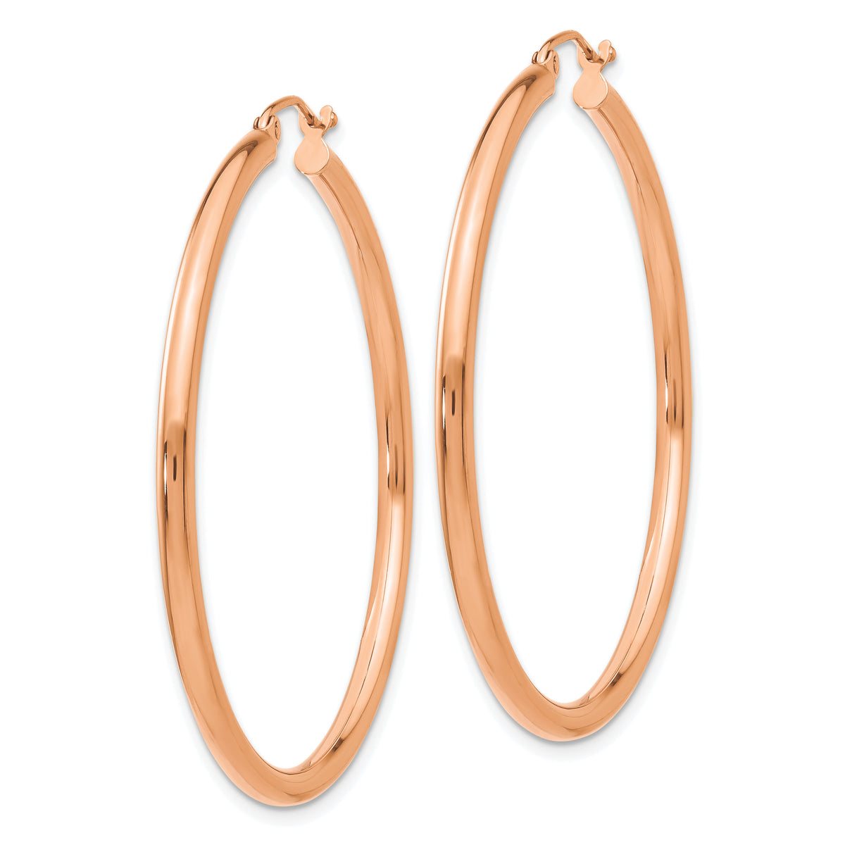 14k Rose Gold Polished 2.5mm Lightweight Tube Hoop Earrings-TE536
