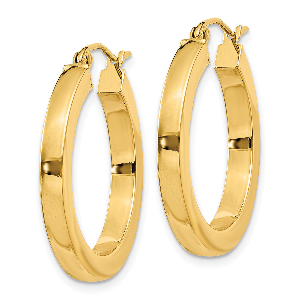 14k 3mm Polished Square Hoop Earrings-TE537