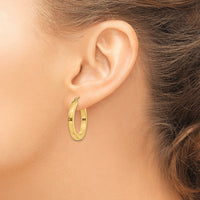 14k 3mm Polished Square Hoop Earrings-TE537