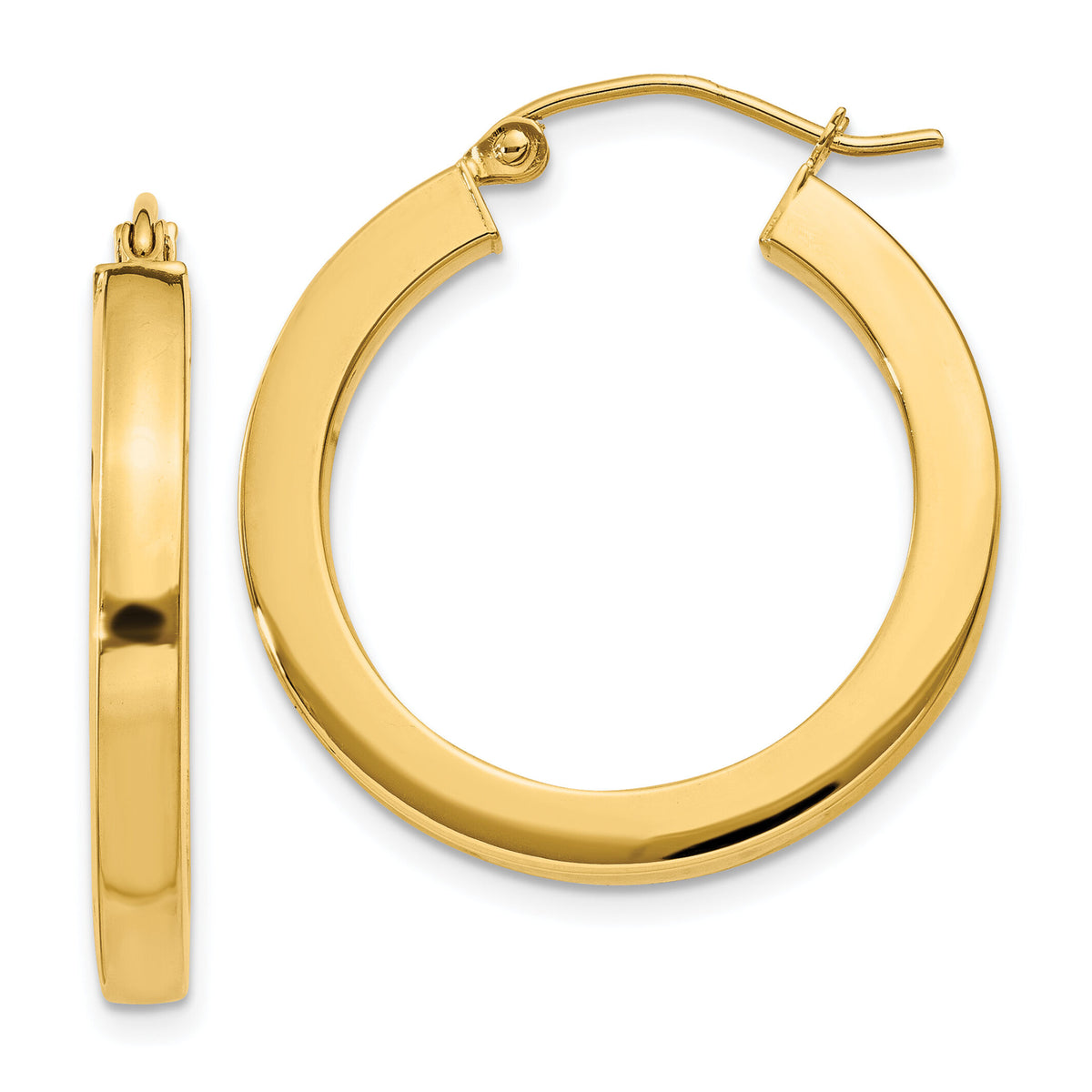 14k 3mm Polished Square Hoop Earrings-TE537