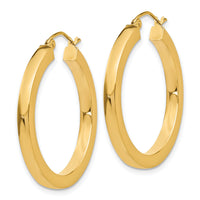 14k 3mm Polished Square Hoop Earrings-TE538