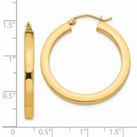14k 3mm Polished Square Hoop Earrings-TE538