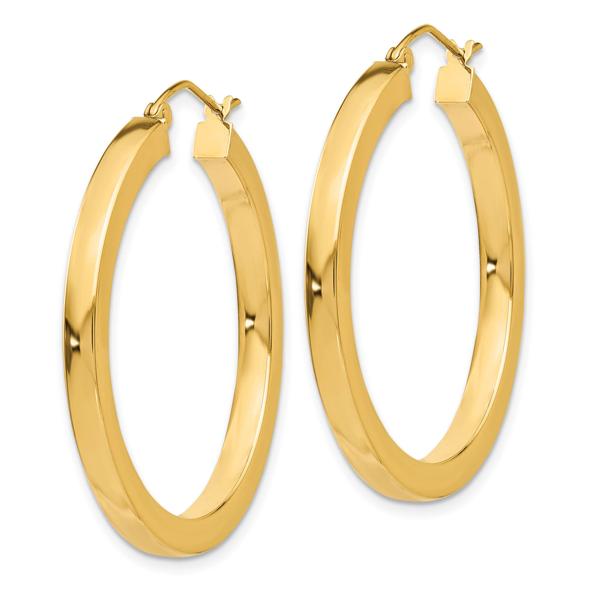 14k 3mm Polished Square Hoop Earrings-TE539