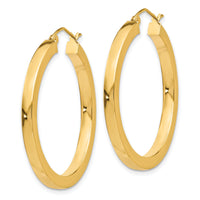 14k 3mm Polished Square Hoop Earrings-TE539
