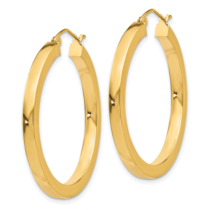 14k 3mm Polished Square Hoop Earrings-TE539