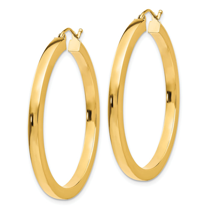 14k 3mm Polished Square Hoop Earrings-TE540