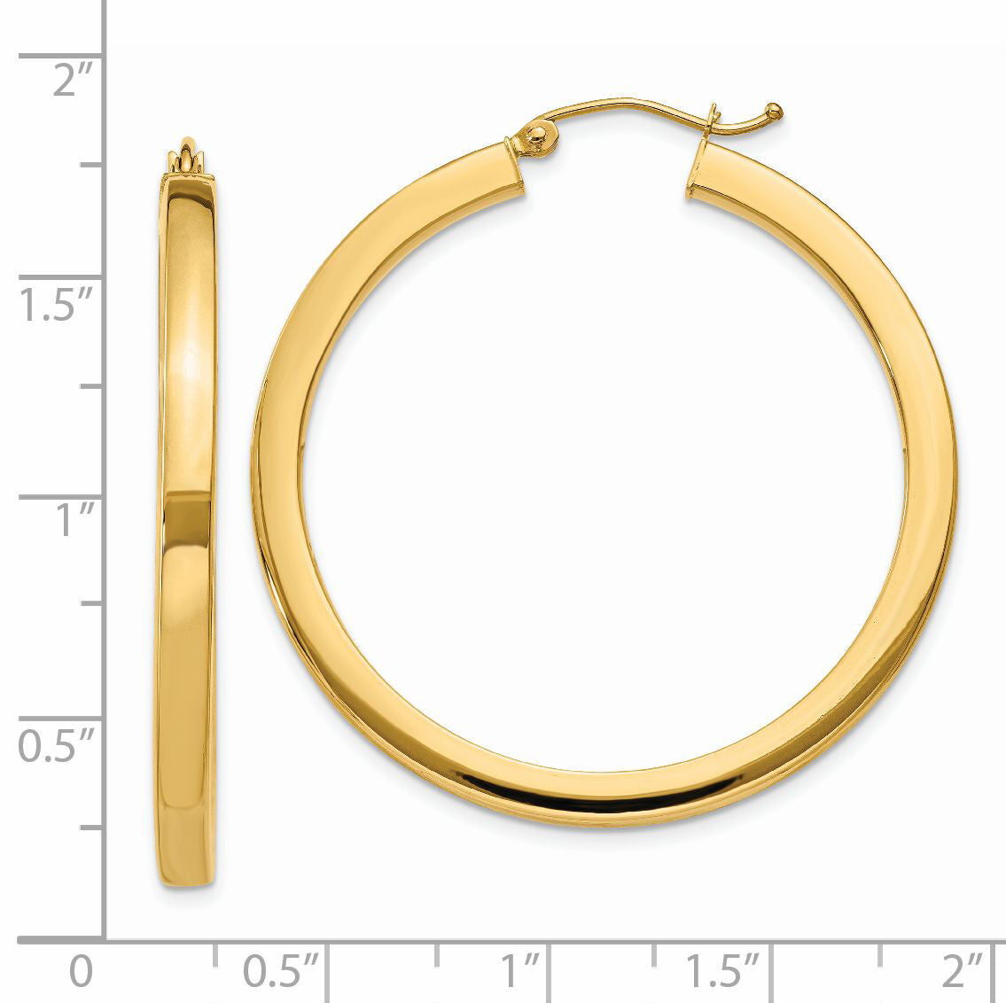 14k 3mm Polished Square Hoop Earrings-TE540