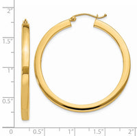 14k 3mm Polished Square Hoop Earrings-TE540