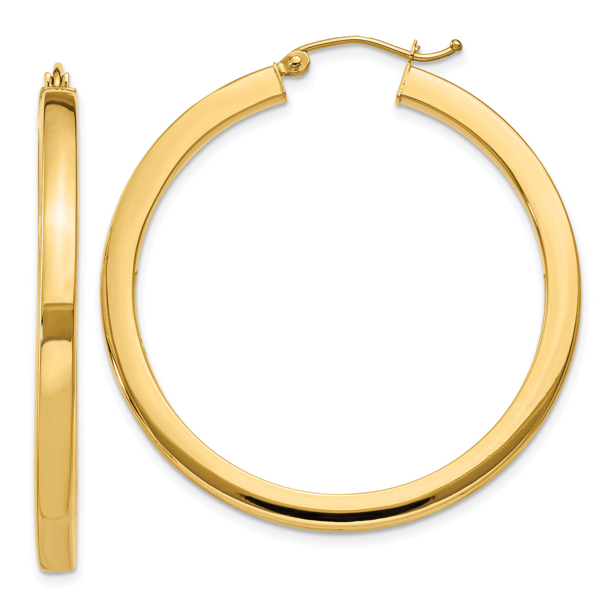 14k 3mm Polished Square Hoop Earrings-TE540