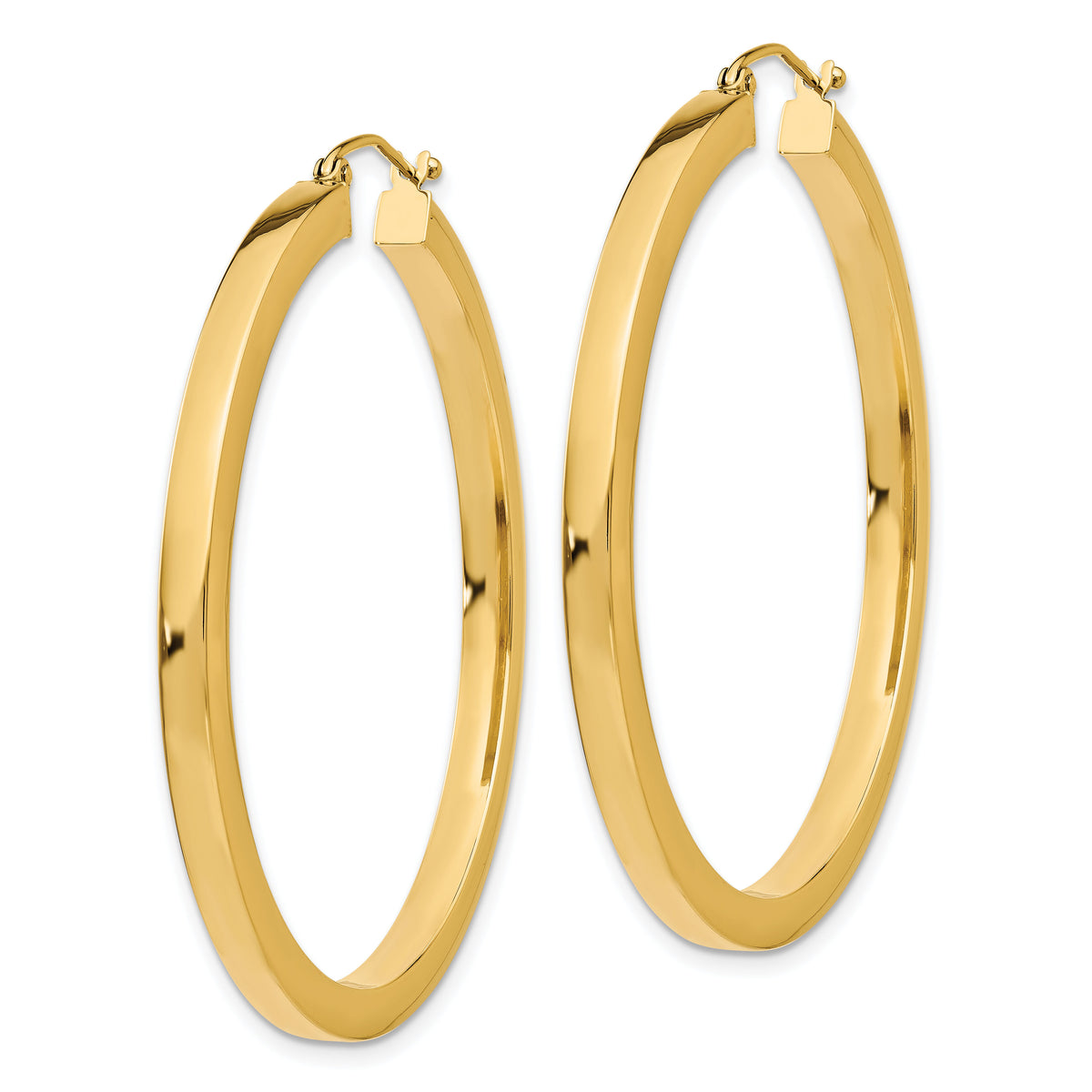 14k 3mm Polished Square Hoop Earrings-TE541