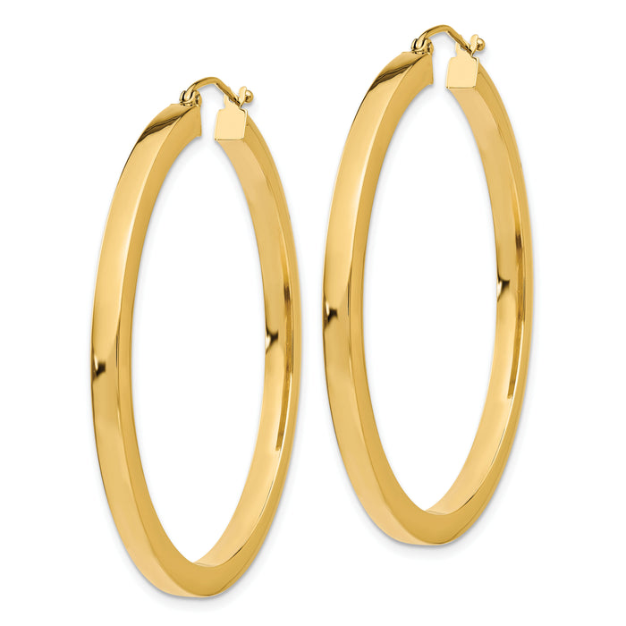14k 3mm Polished Square Hoop Earrings-TE541