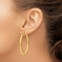 14k 3mm Polished Square Hoop Earrings-TE541