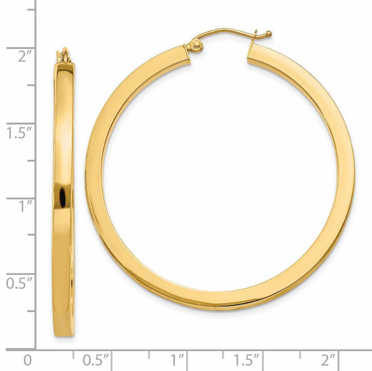 14k 3mm Polished Square Hoop Earrings-TE541