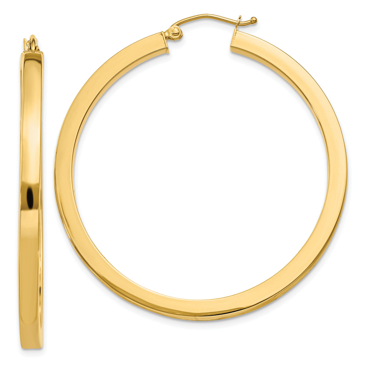 14k 3mm Polished Square Hoop Earrings-TE541