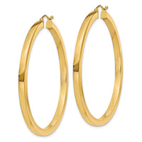 14k 3mm Polished Square Hoop Earrings-TE542