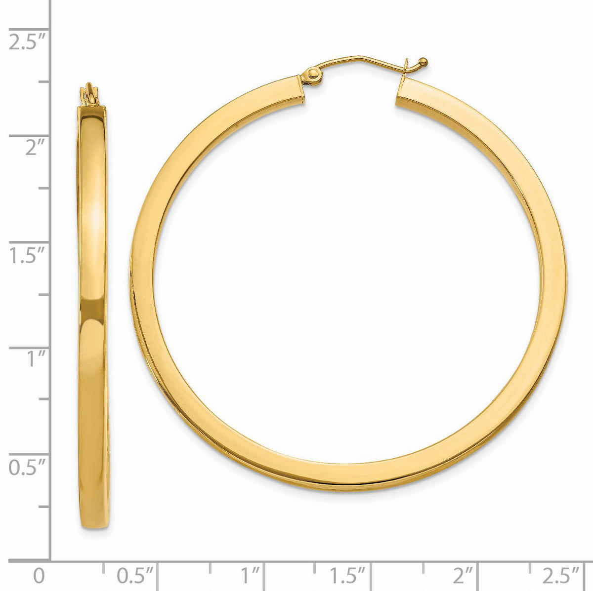 14k 3mm Polished Square Hoop Earrings-TE542