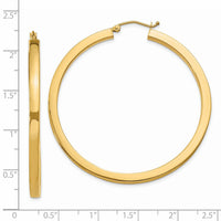 14k 3mm Polished Square Hoop Earrings-TE542